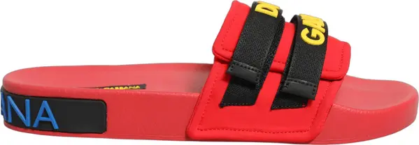 Red Neoprene Slides Flats Beachwear Shoes
