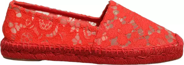 Red Taormina Lace Espadrille Flats Shoes
