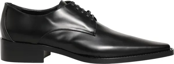 Black Leather Lace Up Derby Dress Shoes