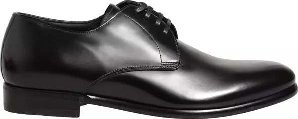 Black Leather Lace Up Derby Dress Shoes