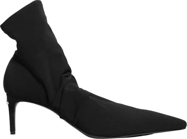 Black Stretch Socks Heels Ankle Boots Shoes