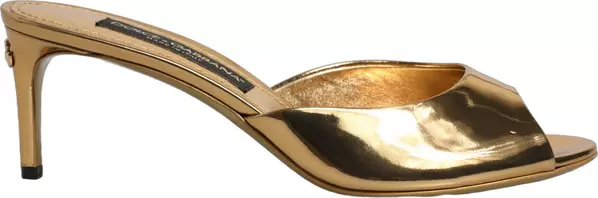 Gold Keira Leather Mules Sandals Shoes