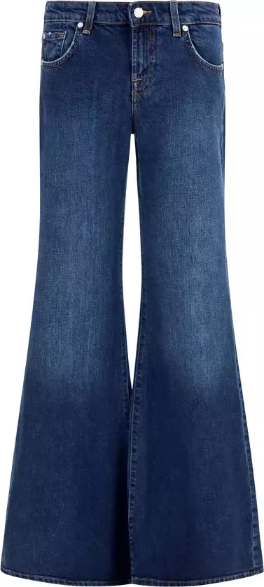 Blue Cotton Flared Jeans