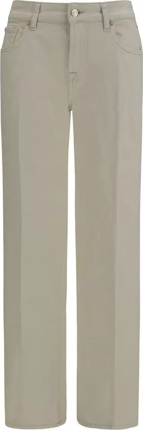 Beige Cotton Straight-Leg Jeans
