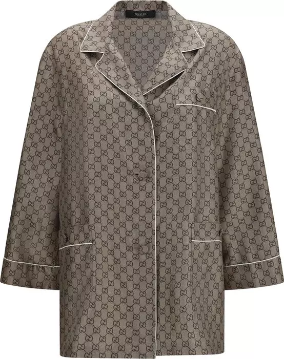Beige Silk Dress Shirt