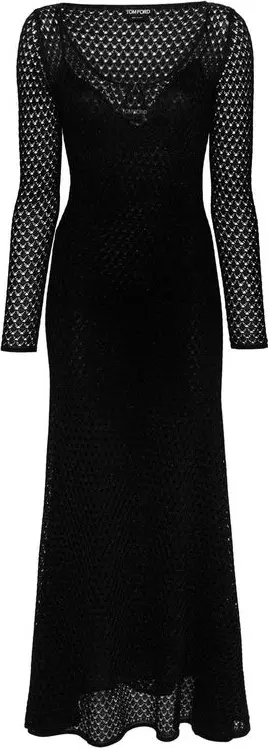 Black Metallic Fibre Casual Dress