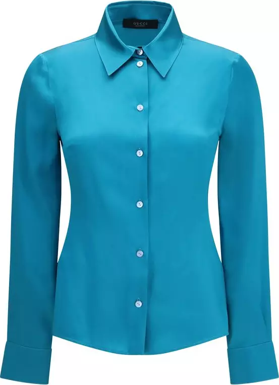 Blue Silk Dress Shirt