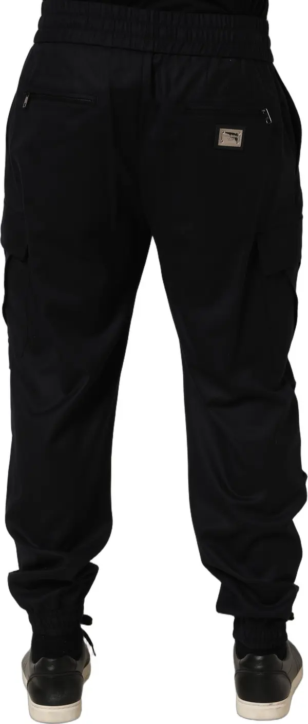 Black Mid Waist Cargo Jogger Sweatpants Pants