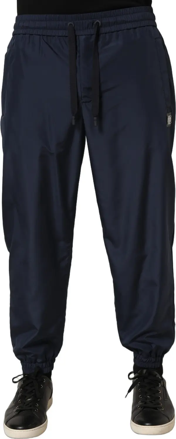 Dark Blue Polyester Jogger Sweatpants Pants