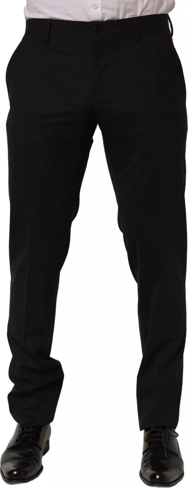 Black Wool Skinny Leg Dress Men Trouser Pants