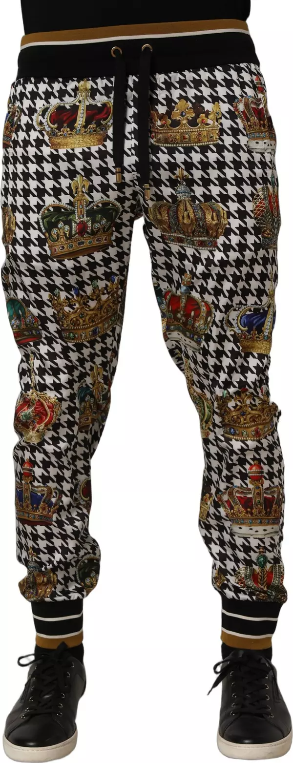 Multicolor Houndstooth Crown Men Sweatpants Pants