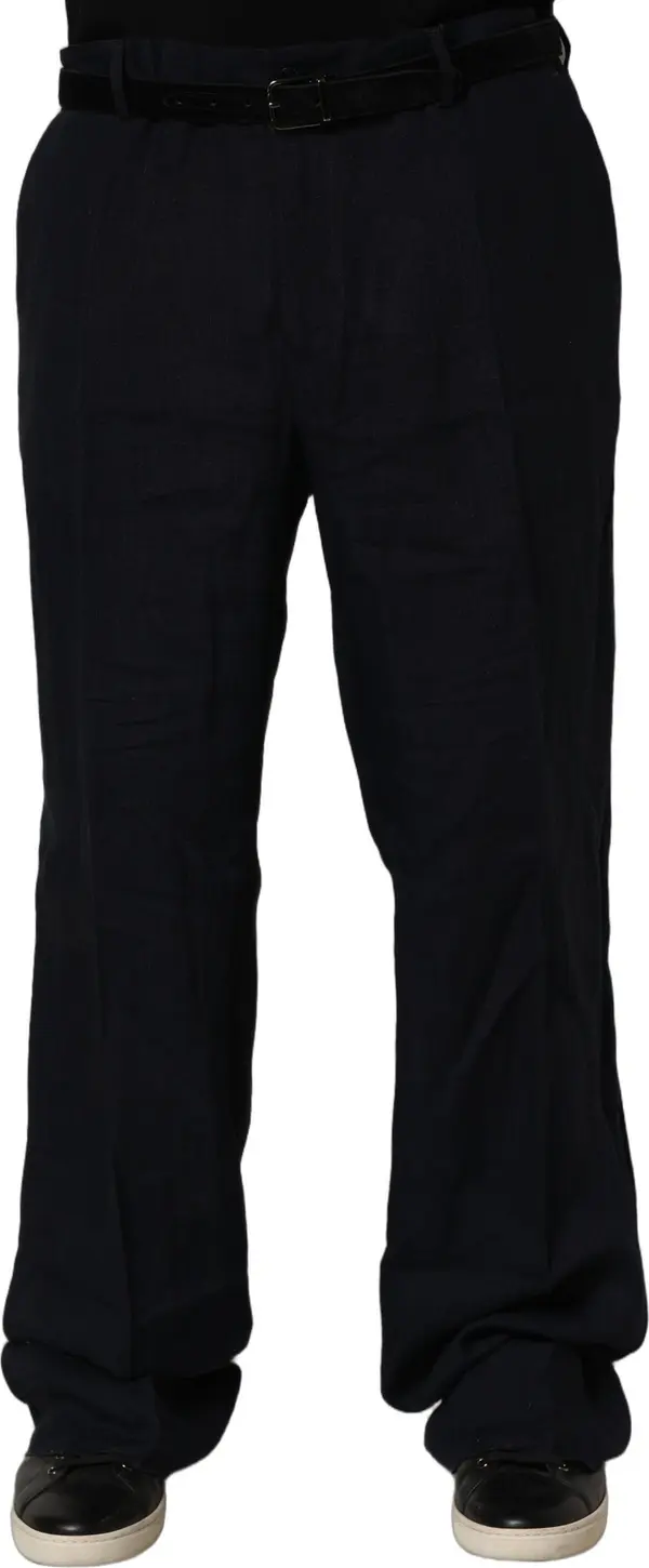 Black Linen Straight Leg Dress Trouser Pants