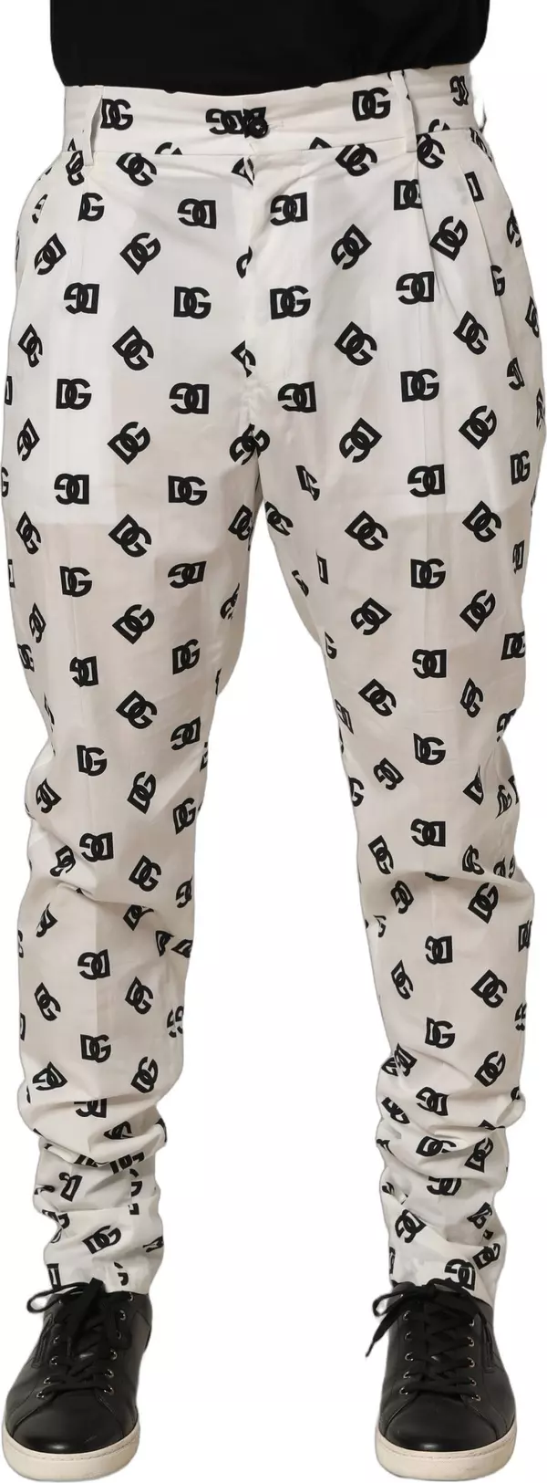 White Logo Skinny Leg Dress Men Trouser Pants