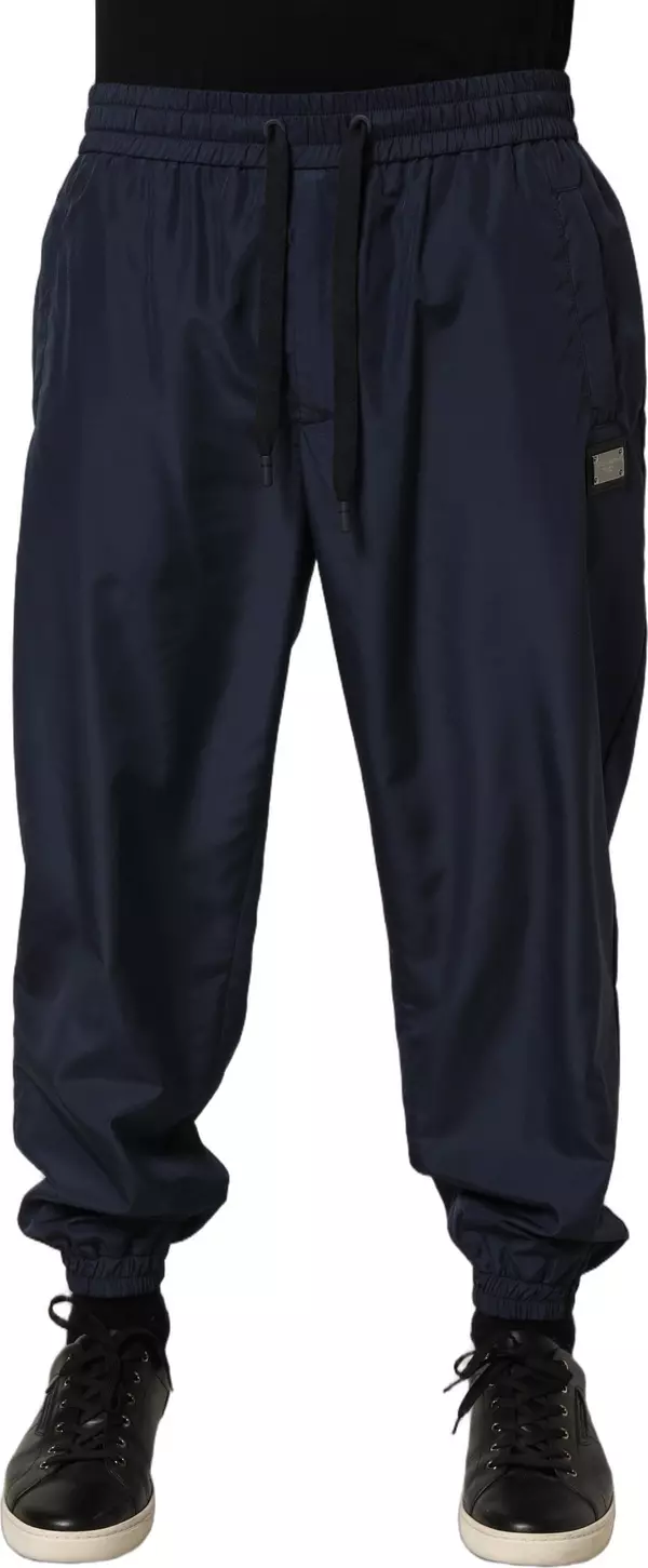 Dark Blue Polyester Jogger Sweatpants Pants