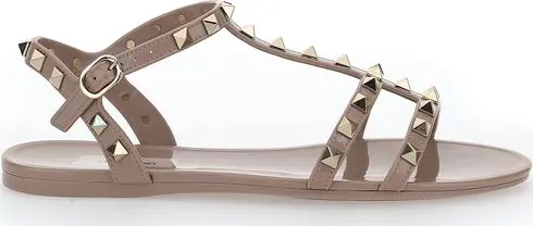 Beige Rubber Flat Sandals