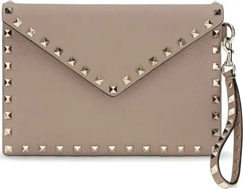 Beige Calf Leather Bos Taurus Clutch Bag