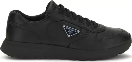 Black Polyester Athletic Sneakers
