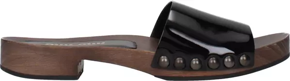 Black Leather Slippers