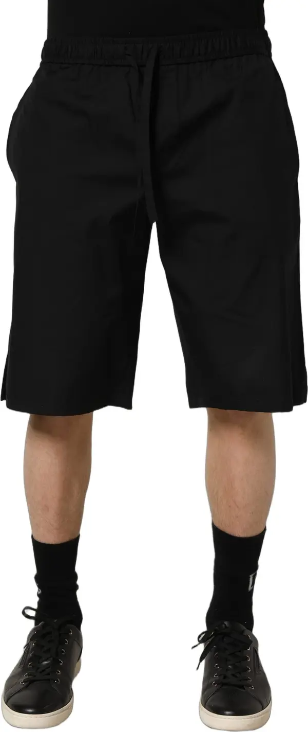 Black Cotton Sweatshorts Men Bermuda Shorts