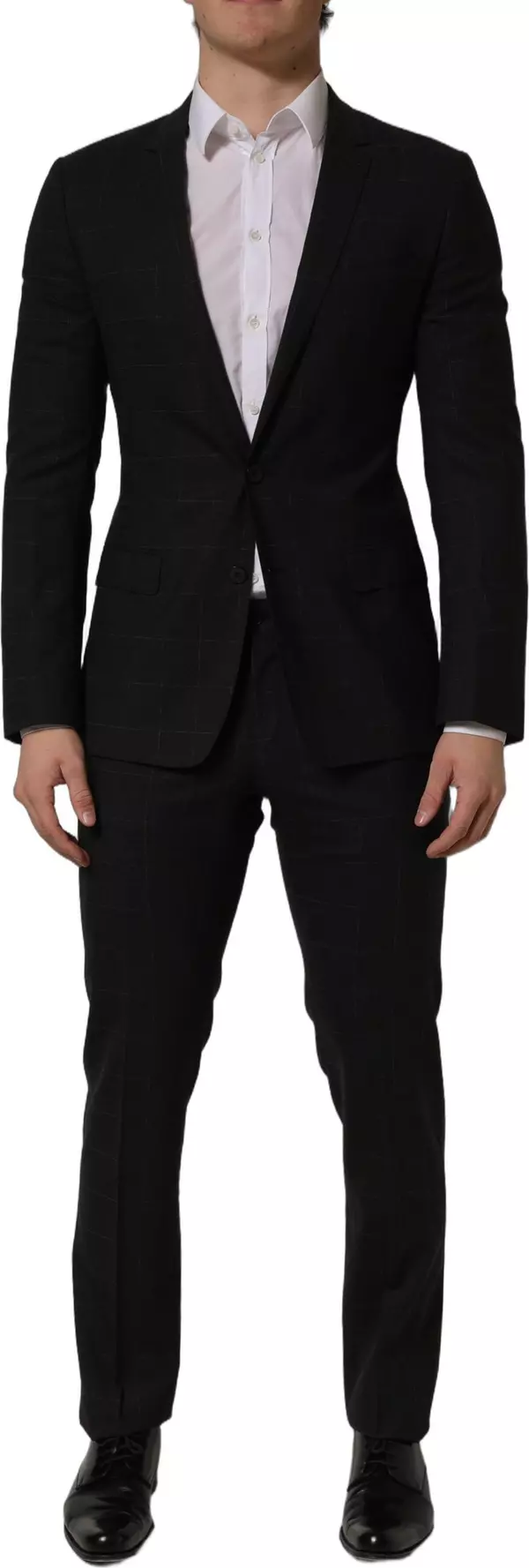 Black Wool Slim Fit Formal 2 Piece Men Suit