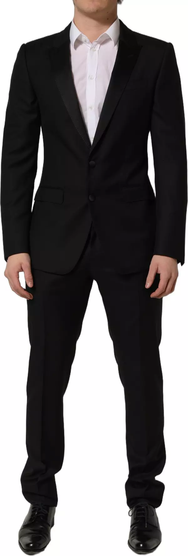 Black Wool Slim Fit Formal 2 Piece Men Suit