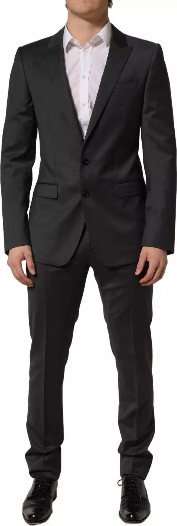 Gray Wool Slim Fit Formal 2 Piece Men Suit