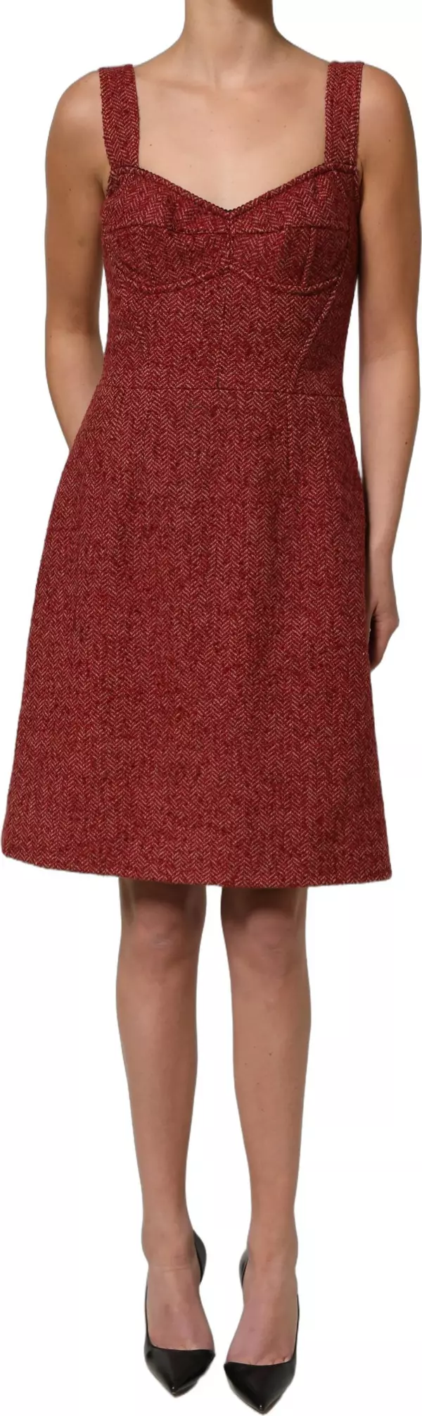 Multicolor Tweed Belted Babydoll Mini Dress