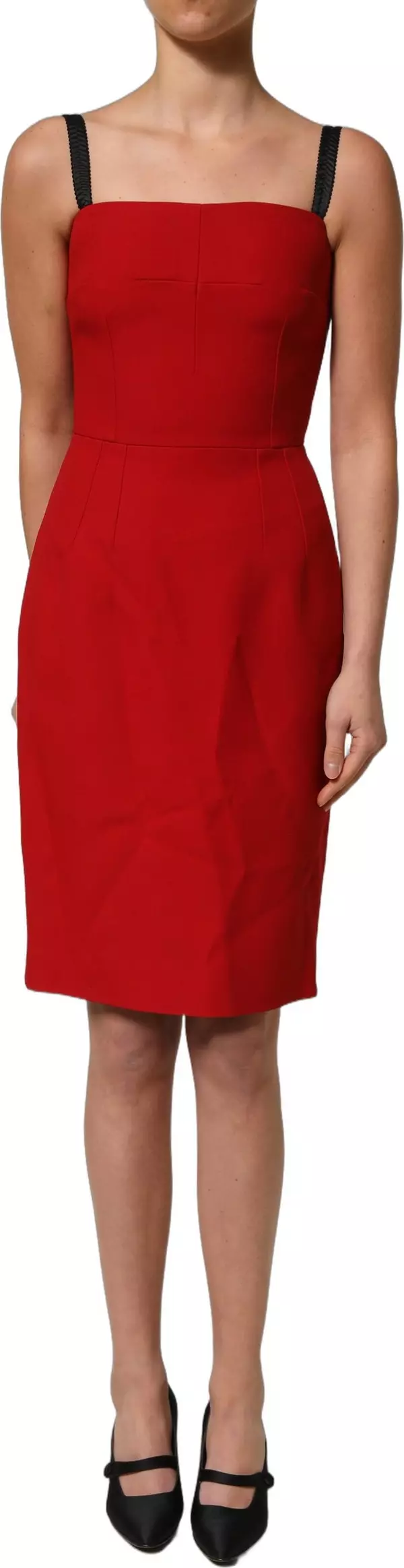 Red Stretch Bodycon Sheath Knee Length Dress