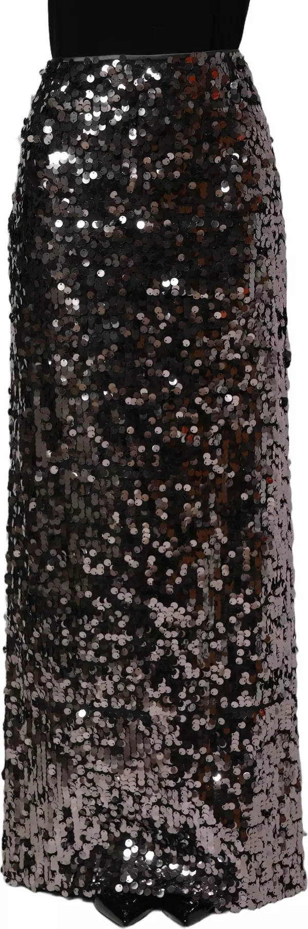 Brown Sequinned Embellished Pencil Cut Skirt