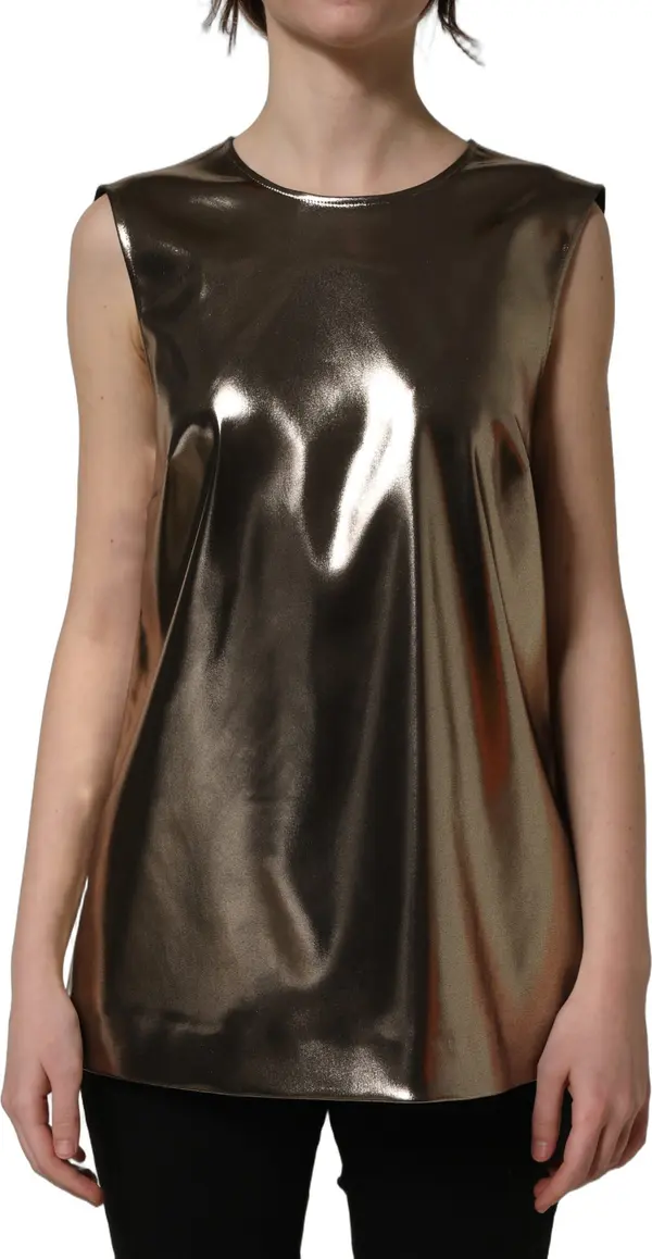Metallic Bronze Roundneck SleevelessTank Top