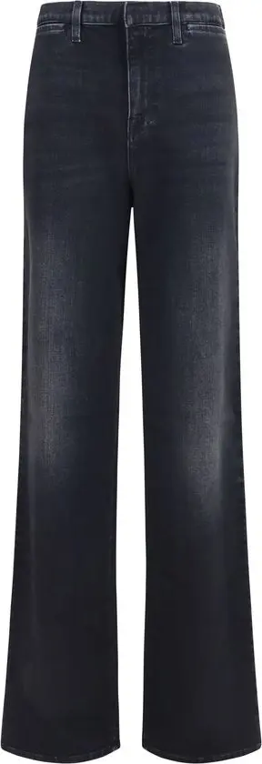 Black Cotton Straight-Leg Jeans
