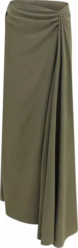Bicolor Silk Long Skirt