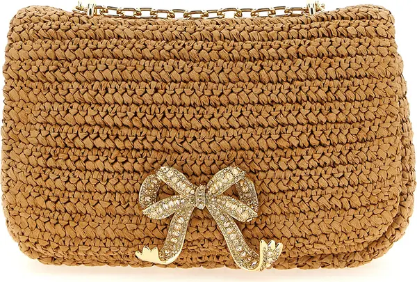 Beige Raffia Shoulder Bag