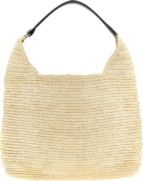 Beige Raffia Shoulder Bag