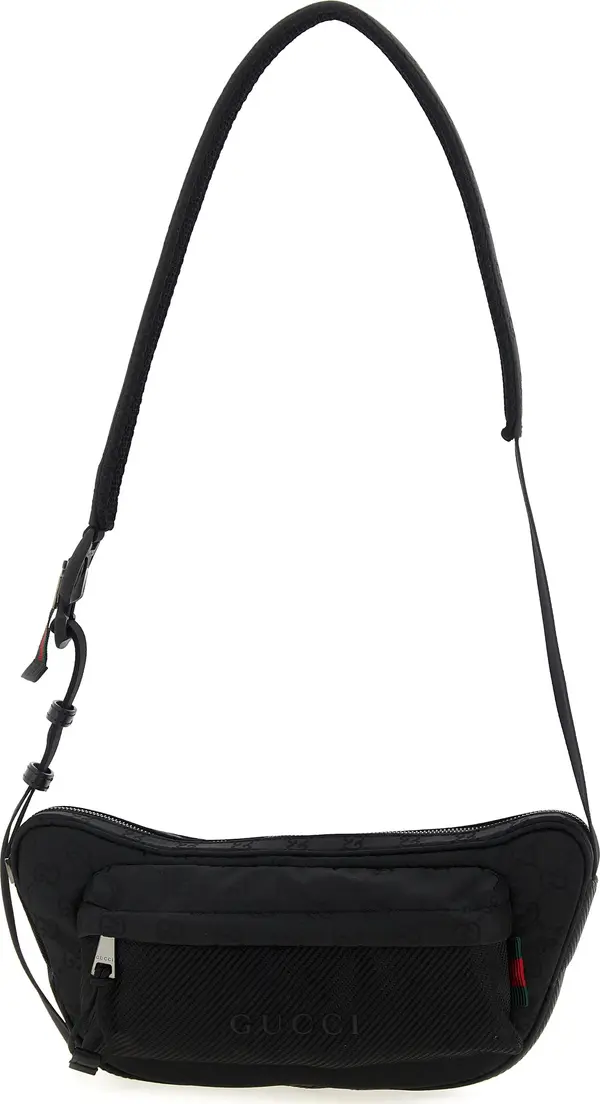 Black Polyester Crossbody Bag