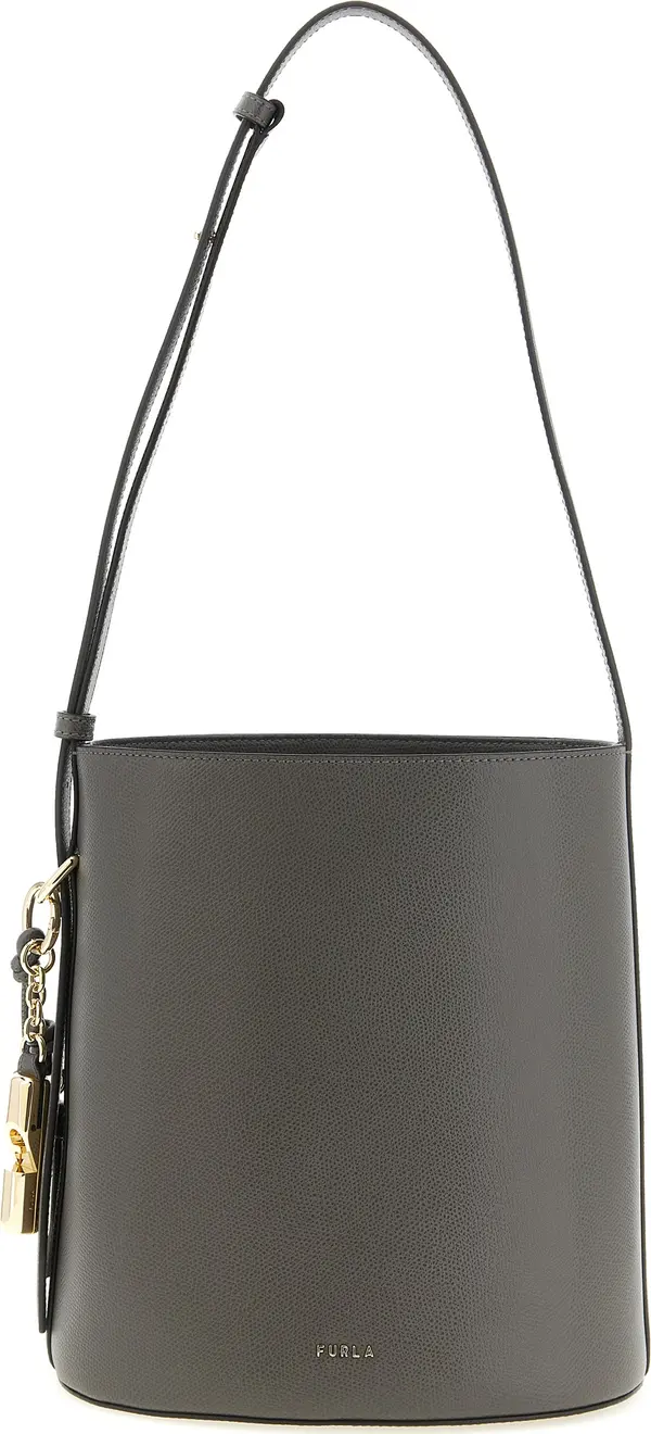 Gray Calfskin Shoulder Bag