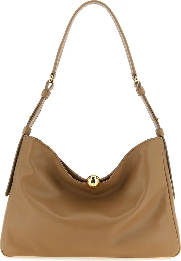 Beige Calfskin Shoulder Bag