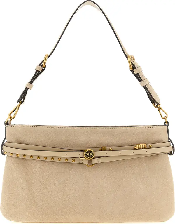 Beige Cowhide Shoulder Bag