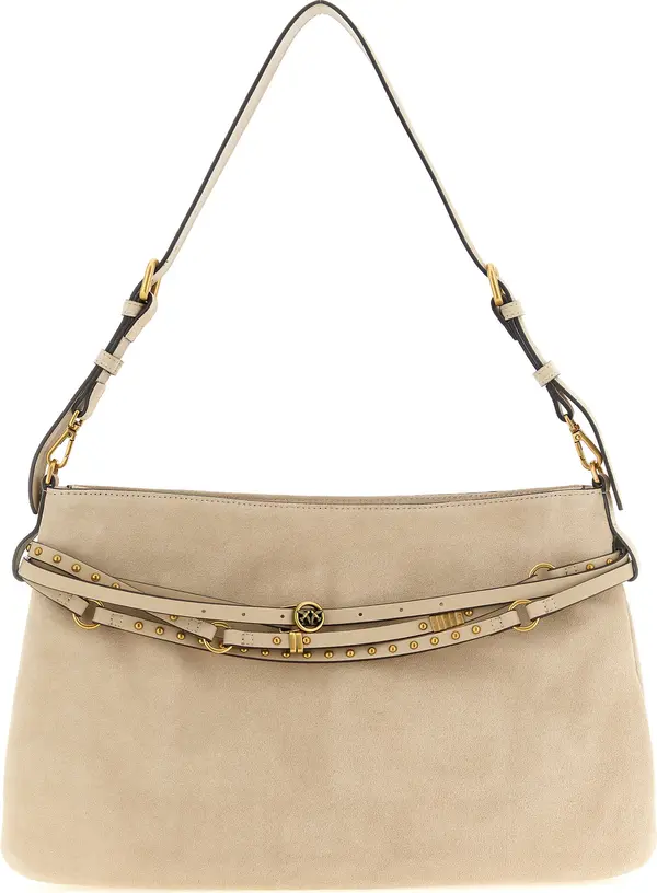 Beige Cowhide Shoulder Bag