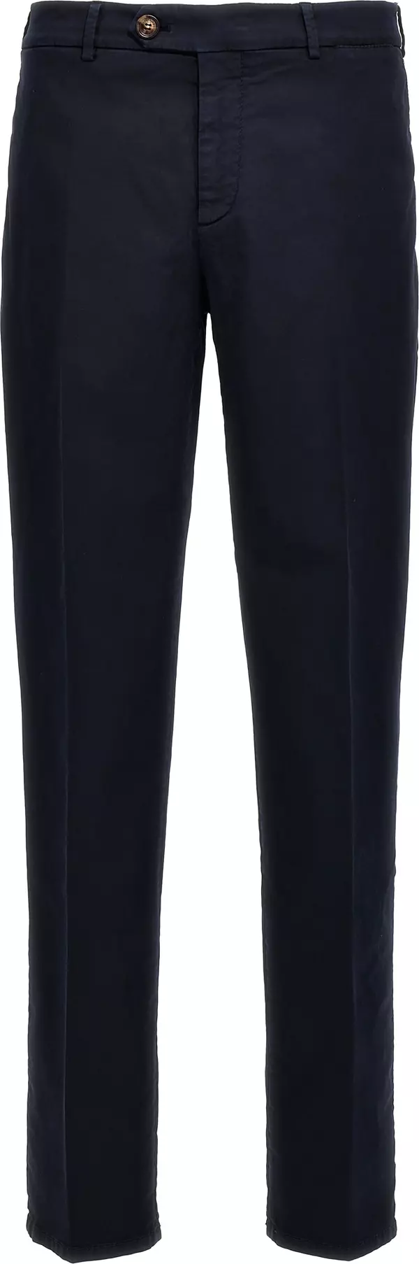 Blue Cotton Casual Pants