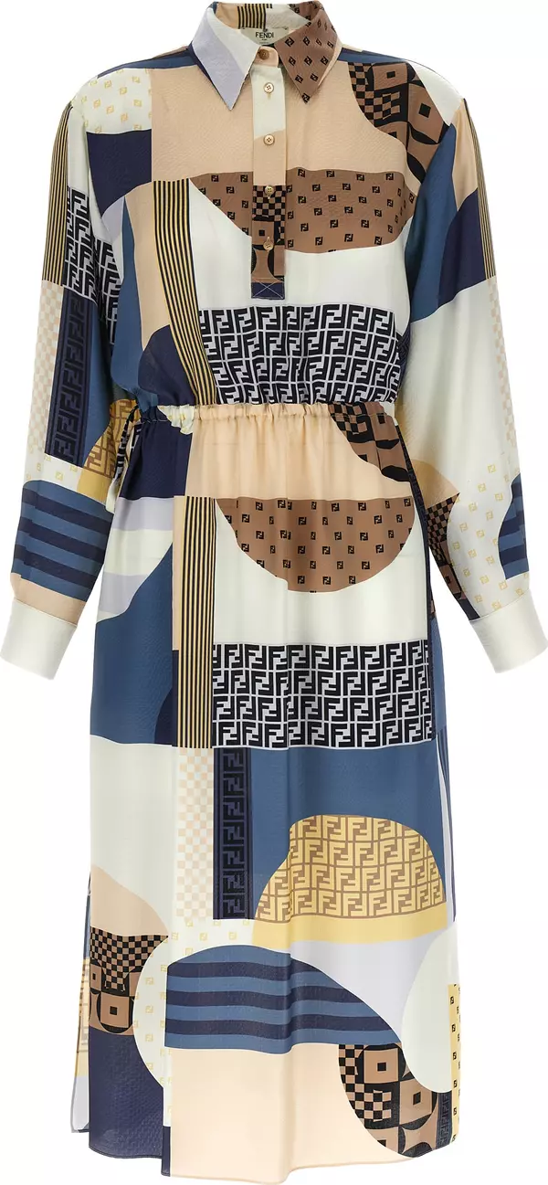 Multicolor Silk Midi Dress