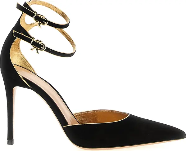 Black Suede Leather High Heel Pumps