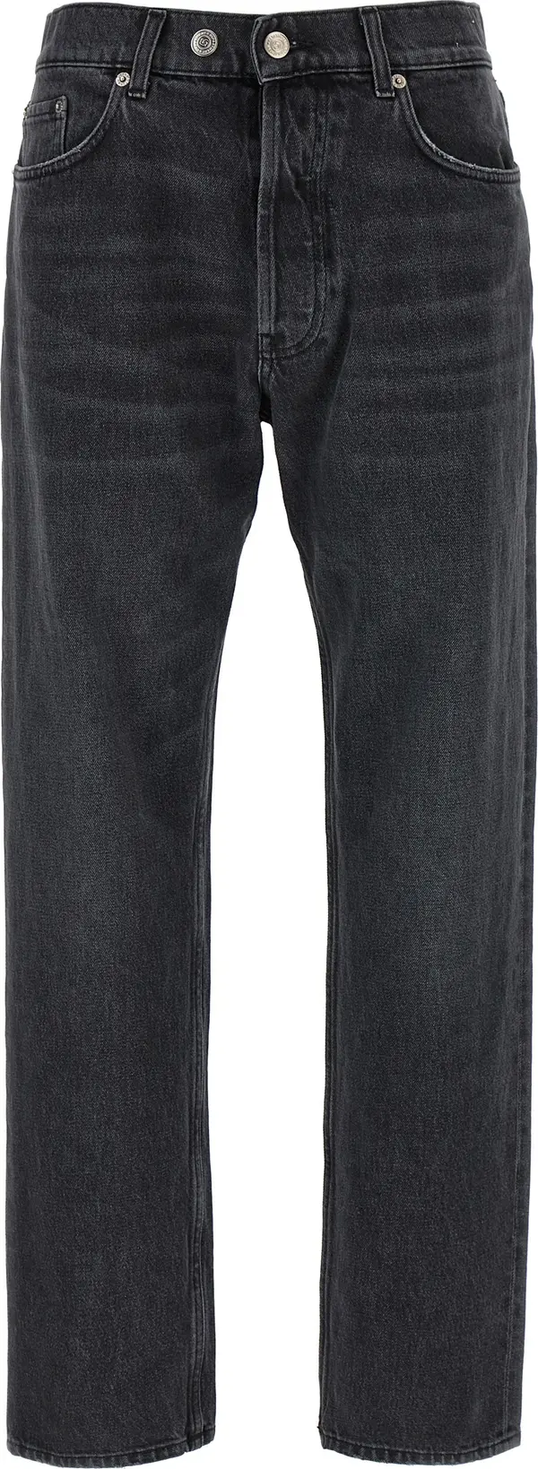 Black Cotton Straight-Leg Jeans