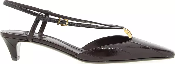 Brown Lamb Leather Mid Heel Pumps