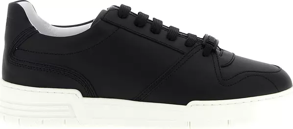 Black Leather Low Top Sneakers
