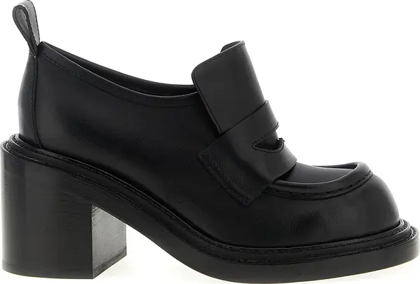 Black Leather Platform Loafers