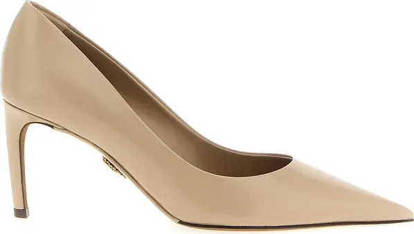 Beige Calfskin High Heel Pumps