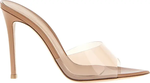 Beige Plastic Stiletto Heel Sandals