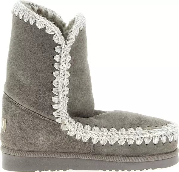 Gray Lambskin Ankle Boots
