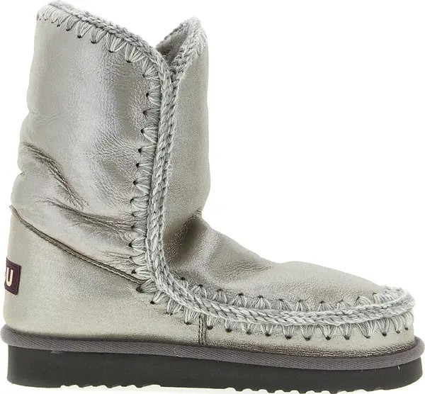 Silver Lambskin Ankle Boots